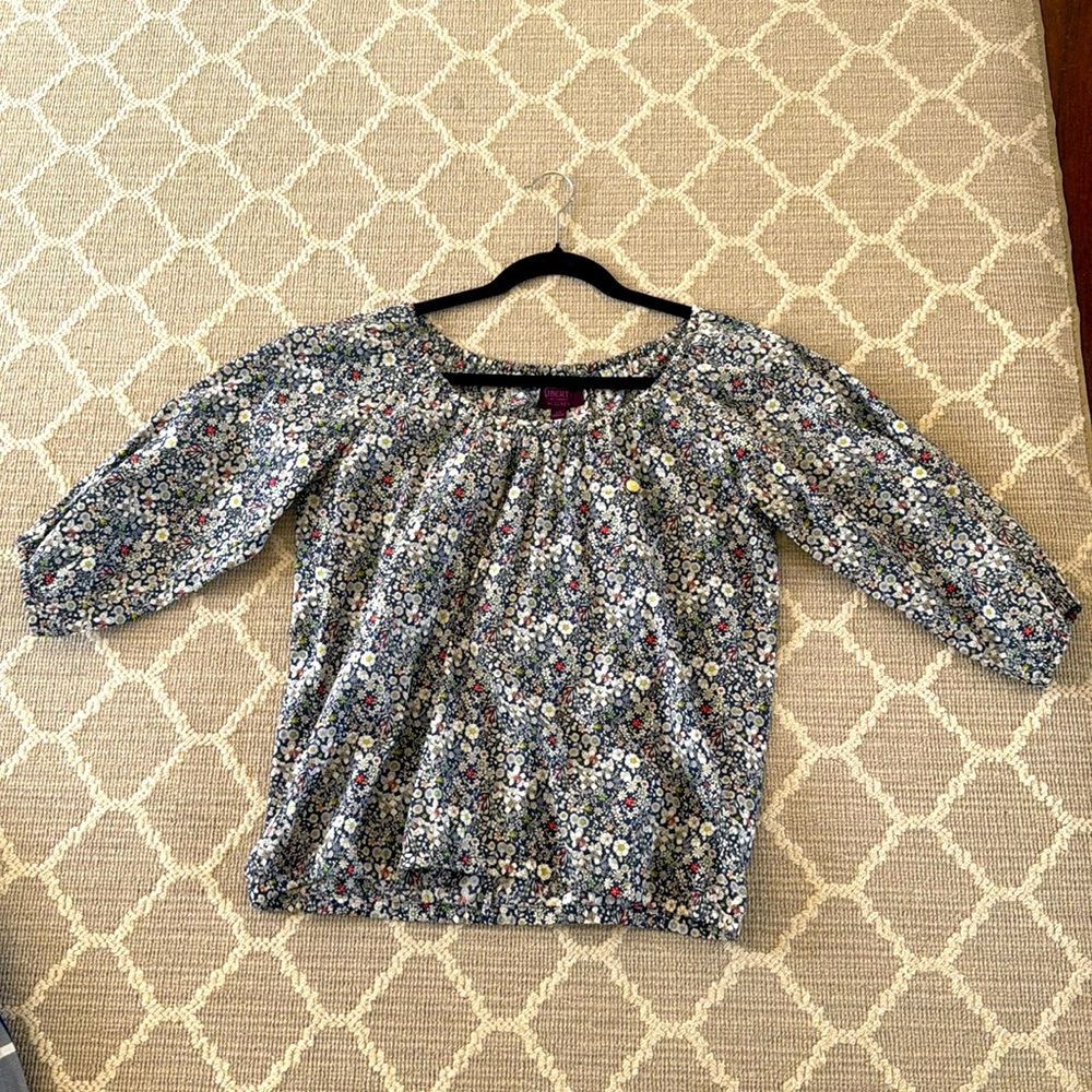 J. Crew Liberty print top, xs, flowy, with small t-pocket